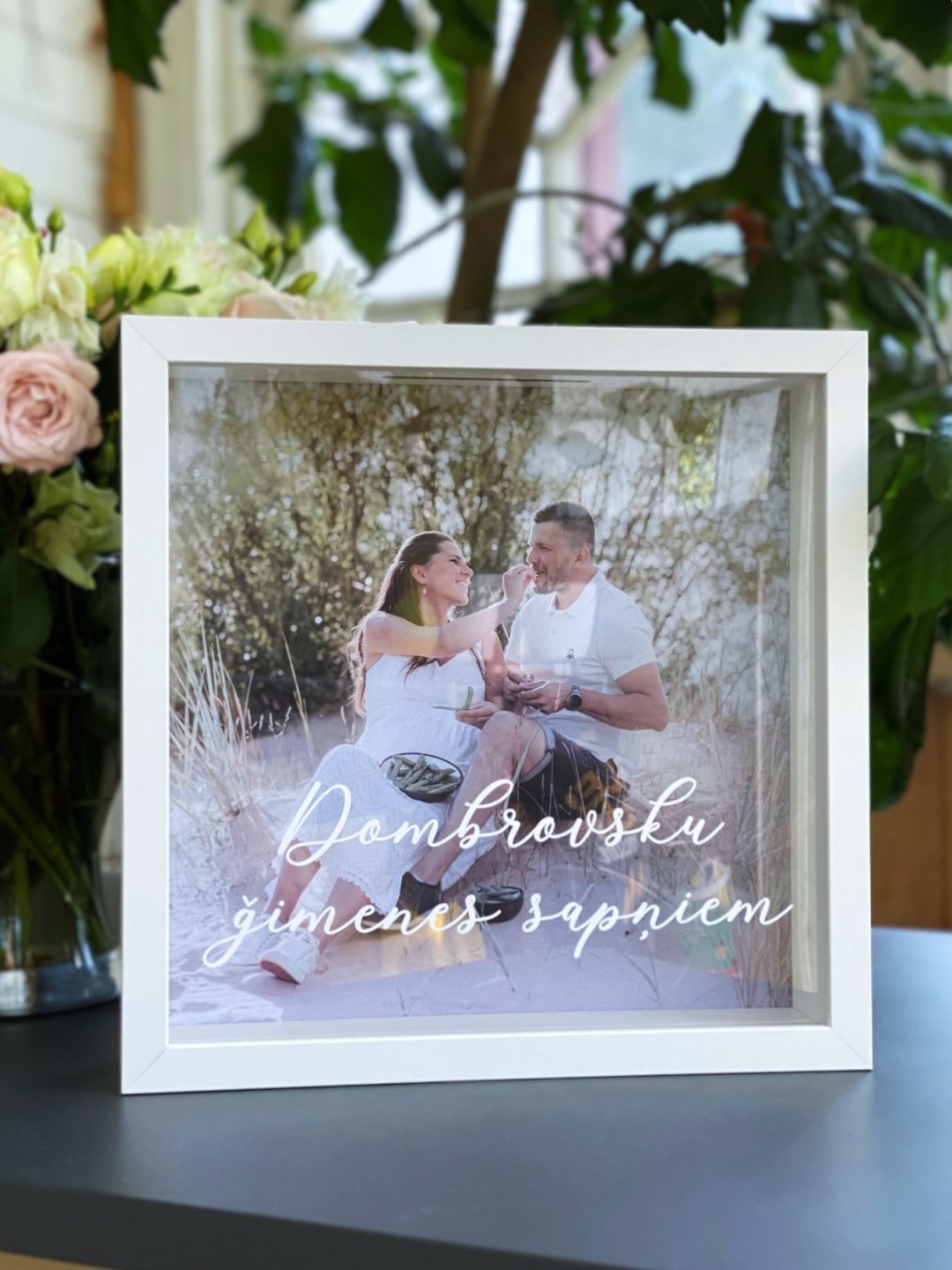 Personalizēta krājkase kāzās ar uzrakstu un foto